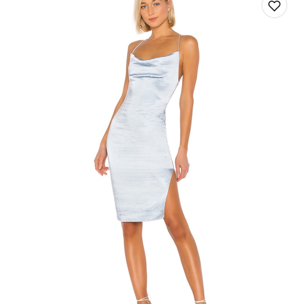 Revolve superdown Billie drape midi dress in dusty blue. NWT